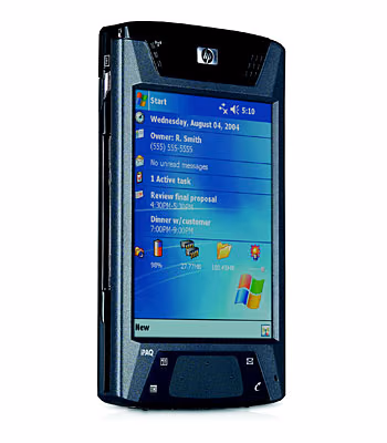 An HP iPAQ hx4700 showing its Windows Mobile home screen.